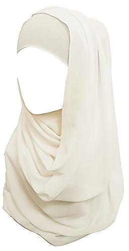 Lina & Lily Bubble Crepe Chiffon Damen Muslim Hijab Kopftuch Schal Turban, Stoff Leicht Undurchsichtig (Elfenbein)