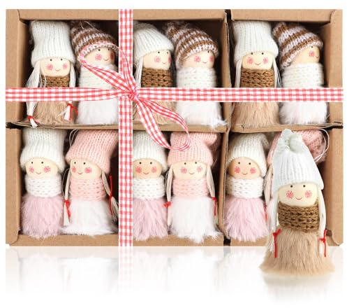 COM-FOUR® 12x Premium Weihnachtsbaum-Anhänger Engel - Christbaumschmuck - Feen-Figuren als Geschenkanhänger und Weihnachtsschmuck - schwedisch-skandinavische Deko-Trolle