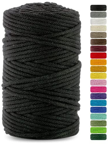 Netuno 1 Fil de macramé Noir 5mm 200m Cordon en Coton pour macramé Fil de Bricolage décoration Loisirs créatifs Art et Artisanat Cordon de macramé Fil de Coton Corde macramé Cordon de Bricolage