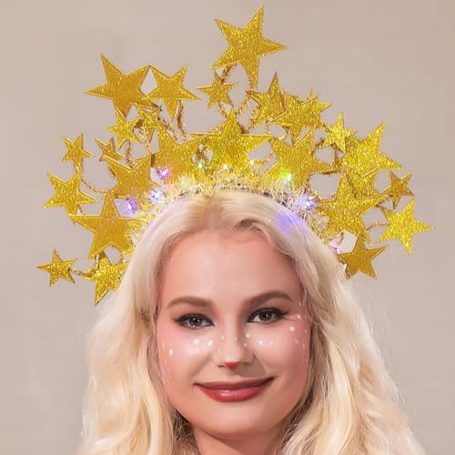 Reaky Serre-tête en forme d'étoile à paillettes dorées pour femme