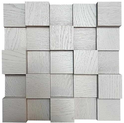 9er Set - IG Acoustics Akustik Diffusor 2D 500 – 9 Stück 30x30cm - Akustik Diffusor - Wandpaneel aus Holz - Akustikpaneel (Weiss)