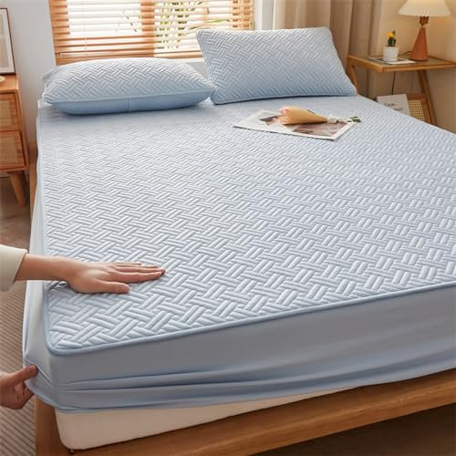 JIANINGHOME Weiches strapazierfähiges Spannbettlaken 90x200,Matratzenauflage aus Mikrofaser, gesteppt, extra weich, mit tiefen elastischen Eckbändern für festen