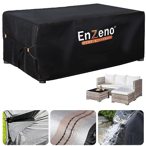 Enzeno Abdeckung Gartenmöbel, Wasserdicht Abdeckplane Gartenmöbel, Oxford Gewebe Plane für Gartenmöbel, Gartenlounge Abdeckung Winterfest, Gartentisch Plane,Schutzhülle Loungemöbel 200 * 150 * 74cm