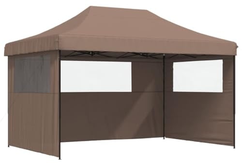 vidaXL Tienda de Fiesta Plegable Pop-Up con 3 Paredes Laterales marrón, Tienda, Tienda de jardín, cenador de Camping, toldo cenador, cenador toldo
