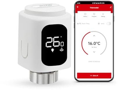 ECOBAY WIFI Radiator Thermostat, No Gateway Required, Smart TRV, Wireless Thermostatic Radiator Valve, APP & Voice Control (Alexa, Google Assistant), Energy Saving