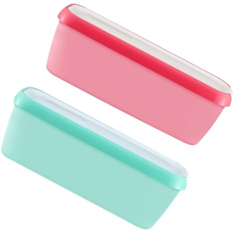 CRAFTHROU 2 Cajas De Almacenamiento De Helados Organizador De Cocina Contenedores De Almacenamiento De Helados Para Congelador Contenedores De Almacenamiento De Helados Caseros Tinas De