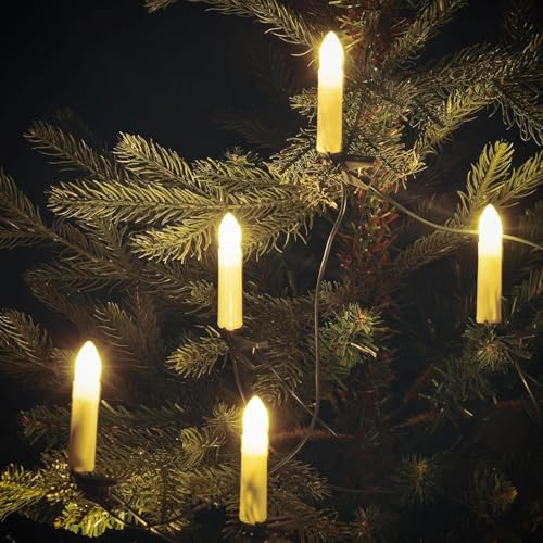 Gresonic Lichterkette mit LED Kerzen warmweiß (Warmweiß, 50LED)