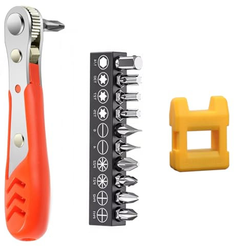 EIHI Cacciavite a Cricchetto 110mm Mini Chiave a Cricchetto 6,35 mm 1/4 di Cacciavite Magnetico a Cricchetto Chiave Cricchetto Doppia Cacciaviti Magnetica con 10 Pz Cacciavite