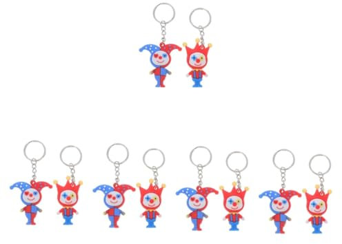 Toyvian 10 STK Clown-Puppen-Schlüsselanhänger Neuheit Schlüsselanhänger Taschenanhänger Clown Schlüsselanhänger Cartoon Schlüsselanhänger Clown-Anhänger Clown-Kette Clown-Figuren Metall