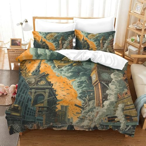 EKDKERBDI Der Big Ben in London Bettbezug Bettwäsche Kinderbettwäsche-Set Reißverschluss Mit Kissenbezug Betten Set Für Jugendliche Kinder Schlafzimmer Single(140x200cm)