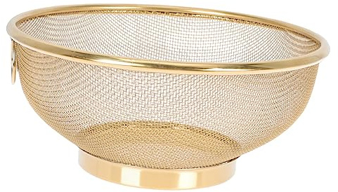 Edelstahl Feinsieb für Küche, Reiswaschen und Abtropfen Kleiner Zutaten | Gold, Feinmaschig, für Bohnen und Obst, Filter, Spülen, Dämpfen, Praktischer Helfer im Alltag