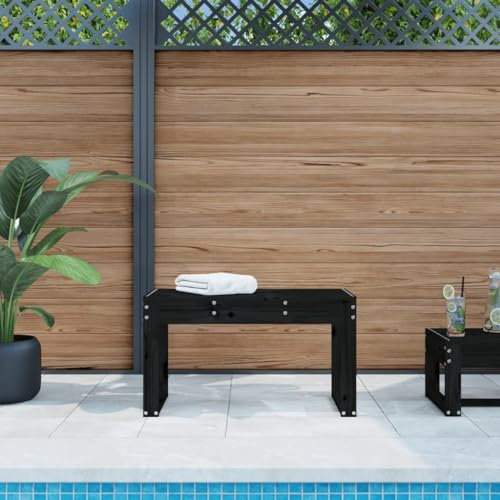 SDWEHO7 Gartenbank, Holzrahmen, Lounge-Bänke im Lattenrost-Design, Balkonbank wetterfest, Terrassenbank, GartenMöbel, Outdoor-Bank, Sitzbank, Schwarz 80x38x45 cm Massivholz Kiefer