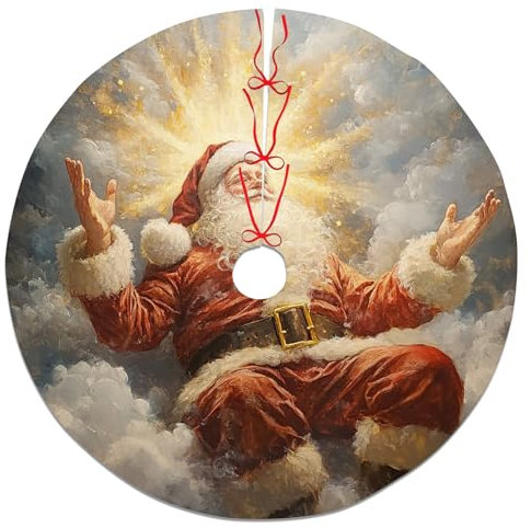 Base per albero di Natale di Babbo Natale, rosso e bianco, tappetino decorativo per albero di Natale, decorazione per la casa per le vacanze, decorazione invernale per interni 91 cm