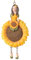 Blumenmädchen-Figur Soleil zum Aufhängen, 12 cm Höhe, handbemalt, Kunststein, dekorative Engelsfigur mit Sonnenblumen-Motiv