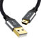 AGVEE 1ft Mini USB Cable, Braided Durable USB-A to Mini-B Charger Charging Cord for TI-84, Garmin GPS, Go-Pro Hero 4 3 2 HD, PS3 Controller, Camera, Blue Yeti Microphone, Dark Gray