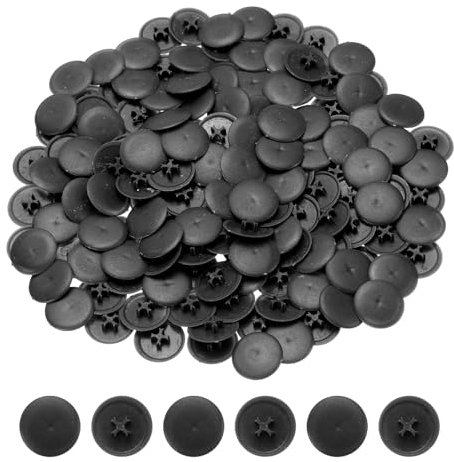 QUARKZMAN Cache-Vis, 228 Pièces 17mm - Cache-Écrou en Plastique à Verrouillage Automatique, Cache-Vis Décoratif pour Écrou de Fixation à Came Phillips, Vis Autotaraudeuses, Noir