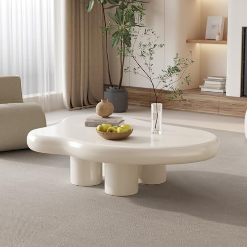 Guyii Table Basse Cloud, Salon Central Minimaliste Table Basse irrégulière à Quatre Pieds (Blanc 0,9 m)