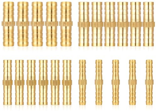 22 Stück Messing Schlauchanschluss, 1/4 5/16 3/8 1/2 (6mm/8mm/10mm/12mm) Schnellkupplung Garten, Weiblicher Gewindehahn Adapter, Schlauchanschluss 3/4 Zoll für Gartenschlauch Wasserschlauch