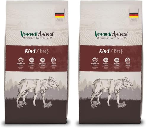 Venandi Animal – Premium Katzenfutter – Rind, mit viel frischem Fleisch, Trockenfutter, getreidefrei 2er Pack (1 x 1,5kg)