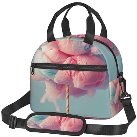 BNVSADC Isolierte Lunchtasche mit Zuckerwatte-Aufdruck, Tragetasche für Erwachsene, Damen, Herren, tragbar, wiederverwendbar, Kühltasche für Arbeit, Schule, Picknick