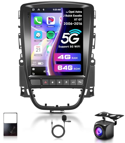 4G+64G Android Autoradio per Opel Astra J Buick Excelle XT GT 2009-2016 9.7 HD Touchscreen Radio Auto con Carplay Android Auto Senza Fili Mirror Link Navi GPS Bluetooth WiFi FM/RDS/EQ SWC Retrocamera