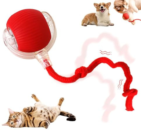 Genérico Juguete Interactivo para Gatos y Perros, 2025 Newpelota interactiva Perro, Duraderos y Recargables por USB, Pelota Giratoria AutomáTica de 360° para Gatos y Perros (Rojo)