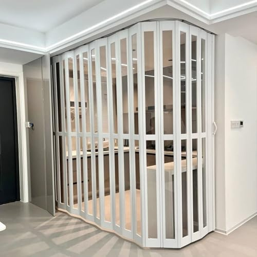 Teleskop-Falttüren Anpassbare PVC-Akkordeontür mit Rahmen und Schiene, faltbarer Raumteiler für Türen/Balkone/Waschküchen, versenkbare Türen für große und kleine Räume(51x95in(130x241cm))