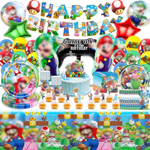 110 decoraciones de cumpleaños para esposos, vajilla, platos de cartón, platos infantiles, vasos, globos y decoraciones para 10 personas.