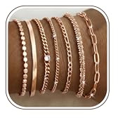 ORAZIO 7 Pièces Bracelet Femme argent Réglable Acier Inoxydable Argent Bracelet Jonc Femme Cadeau Bijoux
