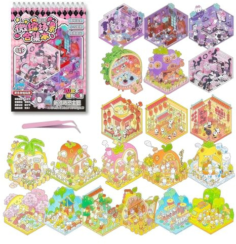 Xanthelle 3D Stickers, DIY 3D Aufkleber Szene & Halloween Mini Haus Sticker Set, Chinesische Festivals Micro Horror Stil, Aufkleber-Therapie für Stressabbau