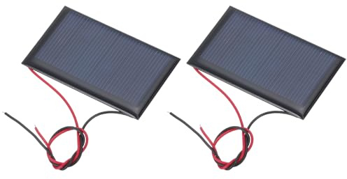 QUARKZMAN 2 Pcs Panel Solar Mini 3V 0.27W 90mA, Pequeño Panel Solar Policristalino Con 2 Cables Para Materiales De Juguetes Eléctricos DIY Kits Cargador, 62mm x 36mm