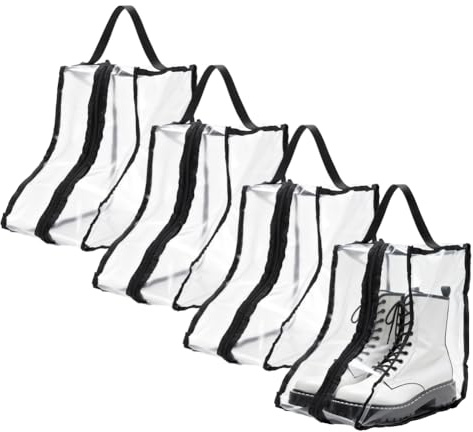 UNICRAFTALE 5Pcs PVC Portable Boot Storage Bags Clear Waterproof Dustproof 31x25x20cm Tall Boot Organizer for Travel Shoe Protector Carry Bag with Handle for Men and Women