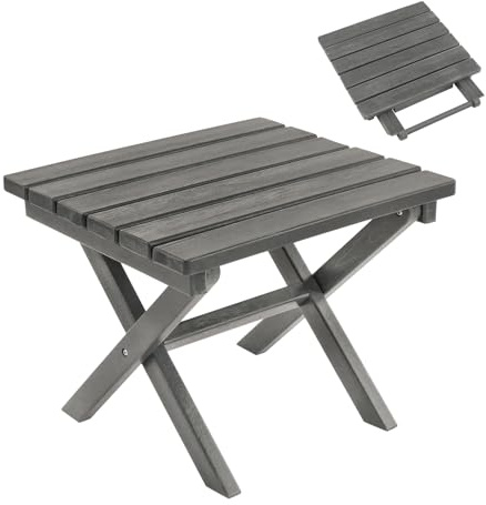 FurniSoar Extra-Dicker Klapp-Beistelltisch aus HDPE, 46x43 cm, Wetterfester Outdoor-Tisch für Terrasse, Balkon, Garten & Camping (Grau)