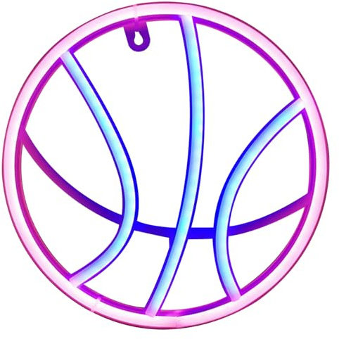 Hilai Luce al Neon da Basket Insegna al Neon da Basket a Parete Luce a LED Lampada da Notte Doppia Alimentazione Decorazione della Stanza per la Camera da Letto del Bar Club, Senza Batteria