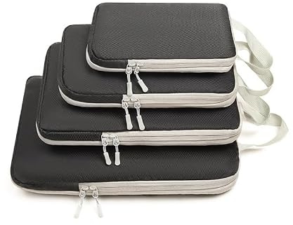 Koffer Organizer Packing Cubes Compression 4 Stück, Wasserdicht Packwürfel kofferorganizer Packtaschen Set Reise Aufbewahrungsbeutel Wäschebeutel Travel Essentials für Handgepäck und Rucksack