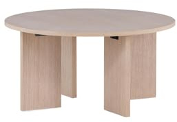 FURNLUX Couchtisch, Beige, 80x80x40 cm, 15 kg, MDF-Material, Runde Tischplatte, Montage erforderlich, Mit Montageanleitung