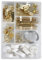 COGEX 85274 Crochet Tableau Assortiment, Blanc/Gris/Doré, Set de 60 Pièces