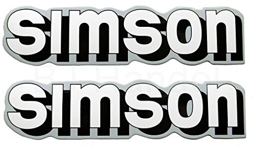 2X Aufkleber Schriftzug weiß/Silber für Simson S51 Tank