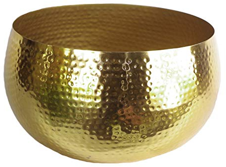 Leaf Large Straight Edge Hammered Metal Bowl