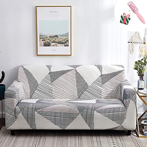 Elastisch Sofa Überwürfe Sofabezug, Morbuy Ecksofa L Form Stretch Antirutsch Armlehnen Farbe Patchwork Sofahusse Sofa Abdeckung Hussen für Sofa Couchbezug Sesselbezug (2 Sitzer,Graues Puzzle)