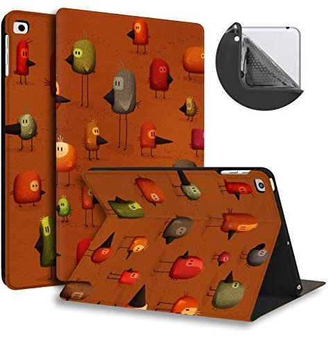 Huasiru Peinture Étui Housse Case pour iPad Air/Air 2 (9.7 Pouces) et iPad 2017/2018 - Housse de Support Réglable avec Sommeil/Réveil Automatique, des Oiseaux