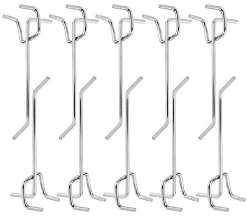 DOITOOL 50 piezas Ganchos para tableros con agujeros de Metal ganchos para estanterías y organizador de garaje gancho de colgar accesorios pegboard tableros de clavijas (10 x 2,5 x 3 cm)