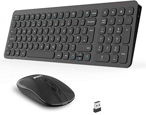 LeadsaiL Wireless Keyboard and Mouse Set, Wireless USB Mouse and Compact Computer Keyboards Combo, QWERTY UK Layout for HP/Lenovo Laptop and Mac