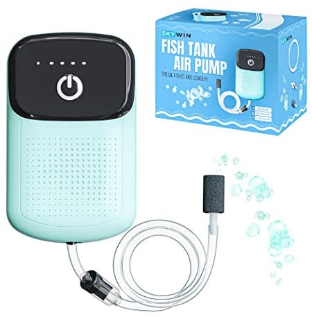 Skywin Portable Aerator for Fish, USB Rechargeable Live Bait Aerator 18–32H Battery, Keeps Bait Alive Anywhere, Quiet Aquarium Water Pump for Buckets, Coolers, Aquariums, Salt & Freshwater (Blue)