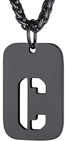 Richsteel A-Z Letras Personalizables en Chapa Militar con Collar de Acero Color Negro