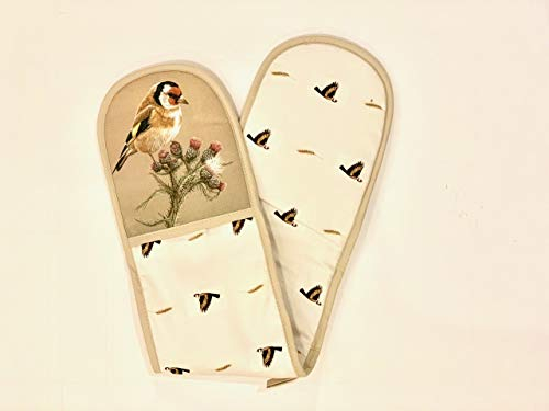 Robert E Fuller Goldfinch Double Oven Glove | Heavy Cotton with Superior Wadding and Hanging Loop british wildlife artist