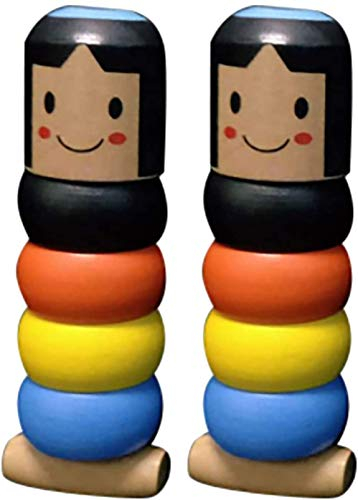 ISAKEN 2 Stück Hölzernes Mann Spielzeug, Unsterbliches Daruma Marionette, Wooden Man Magic Toy Unzerstörbares Holzspielzeug, Zauberrequisiten Hölzernes, Holz-Mann Magie Spielzeug Geschenk für Kinder