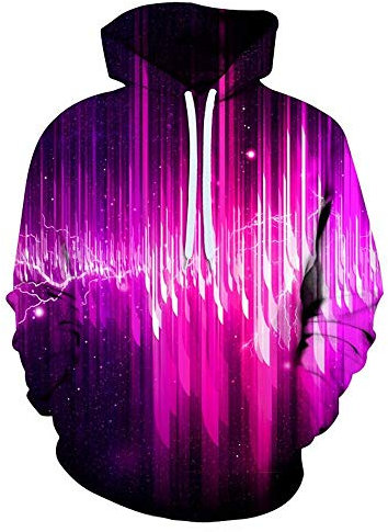 Laizs Felpe Pullover Coulisse novità Felpa 3D Hoodie Unisex con Cappuccio Funky Stampato Tasca Sweatshirt Viola A5814,L