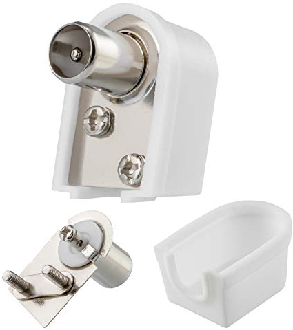 HB-DIGITAL 1x Winkel IEC-STECKER mit Schraubanschluß Demontierbar | Antennen Koaxial Winkeladapter männlich Kupplung Anschluss Winkelstecker Koax schraubbar | geeignet für 3D HD FullHD UHD 4K weiß
