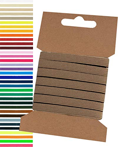 maDDma 5m Gummiband 6,6mm Gummilitze Wäschegummi elastisches Band Wäscheband Farbwahl, Farbe:braunbeige